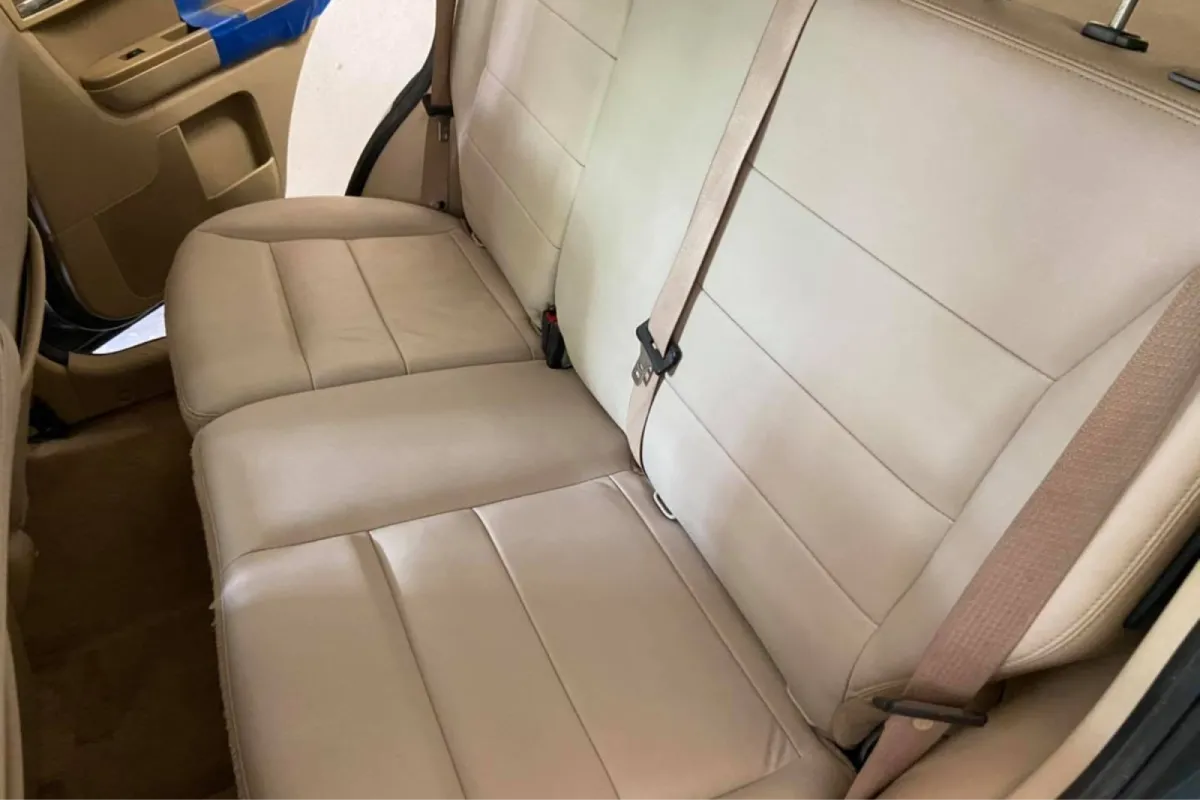 Clean beige front interior after car detailing.