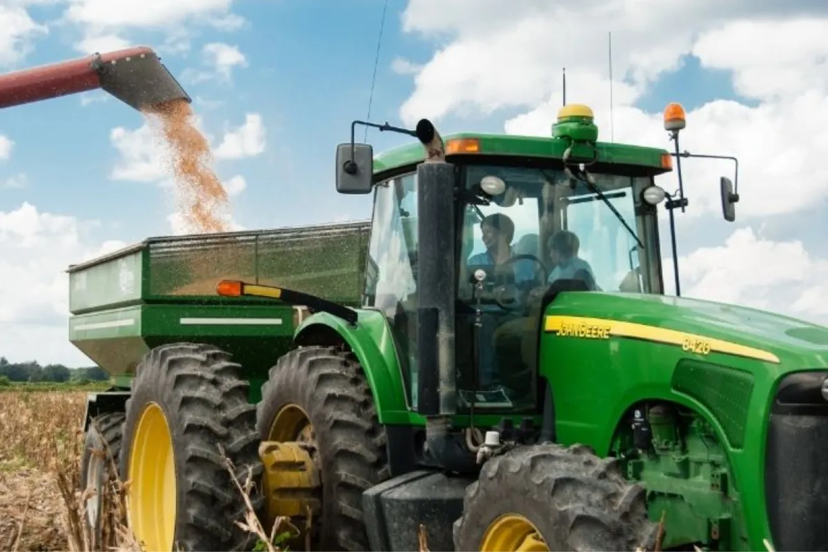 Farm tractor protected with durable agricultural coating.