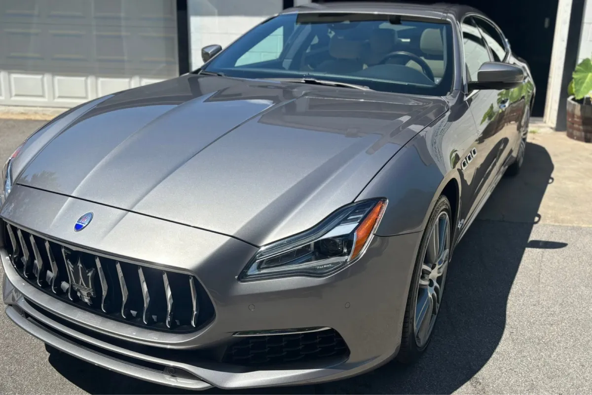 Maserati with a glossy finish after paint correction.